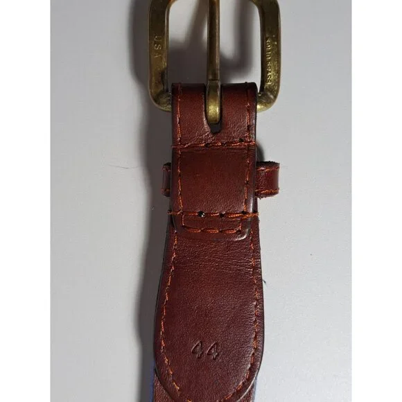 Smathers & Branson Cubs Hand-Stitched Needlepoint Leather Belt Blue Size 44 Men - Picture 6 of 13